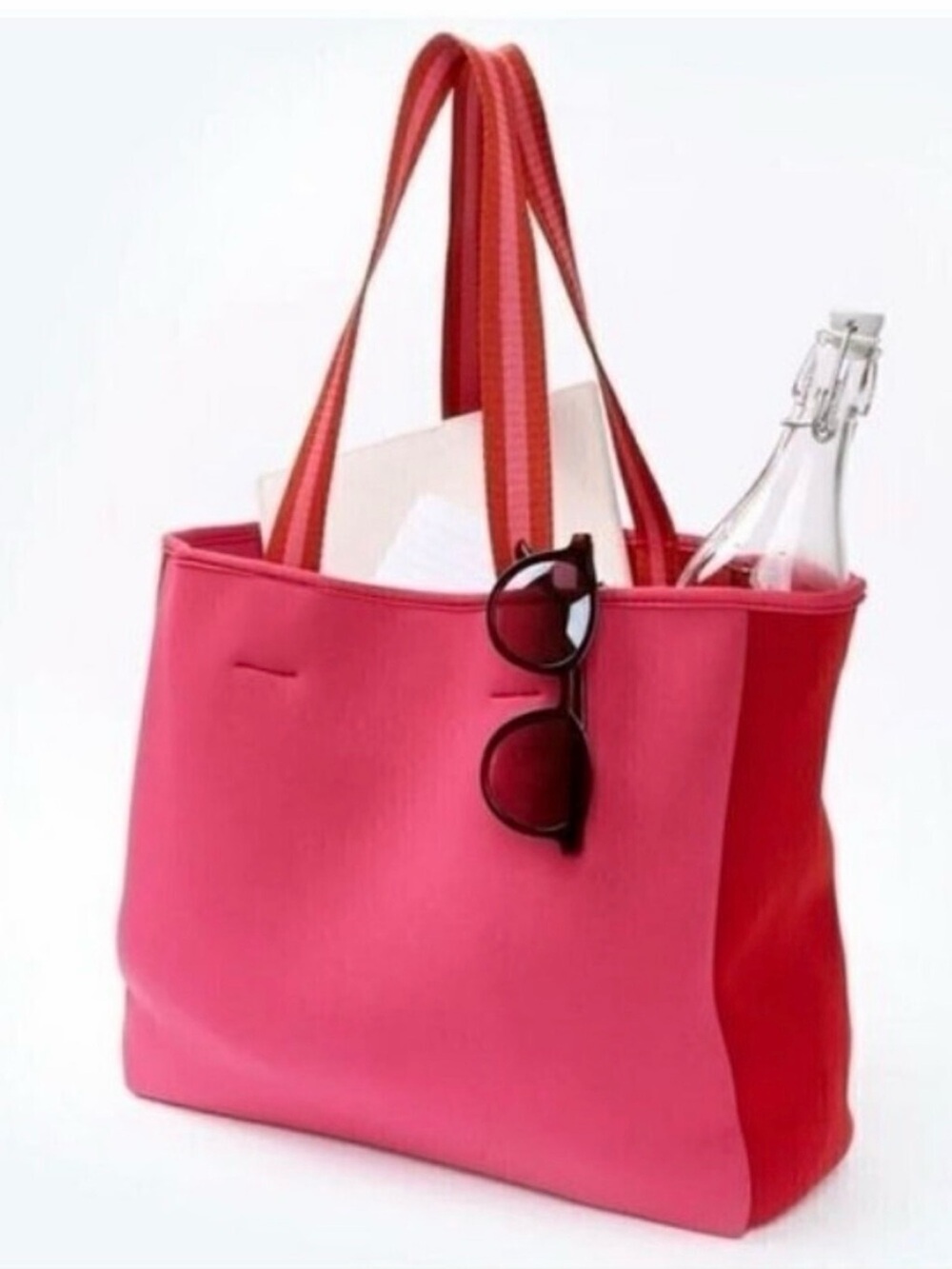 NWT Summersalt Hot Pink neoprene Tote with Red Sides